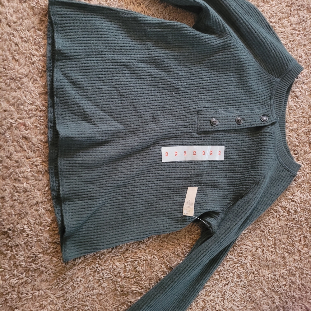 Old Navy Dark Green Waffle Knit Sweater
